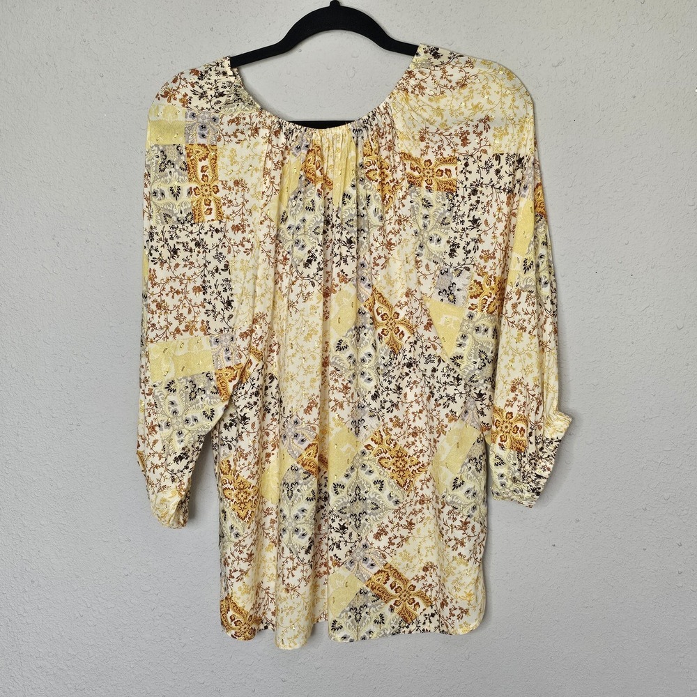 Good Hart Matilda Jane Yellow Patchwork Floral Metallic Blouse Small‎ Maternity